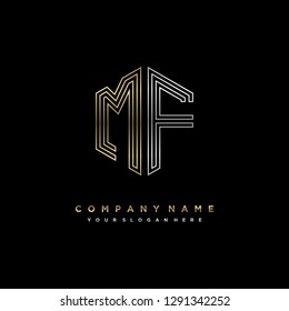 M F initial letter, modern logo design template vector 
