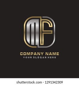 M F initial letter, modern logo design template vector 