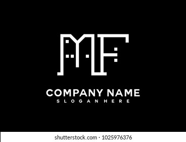 M F initial logo template vector
