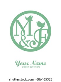 M F initial wedding decorative logo template