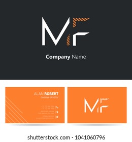 M & F joint logo stroke letter design with business card template