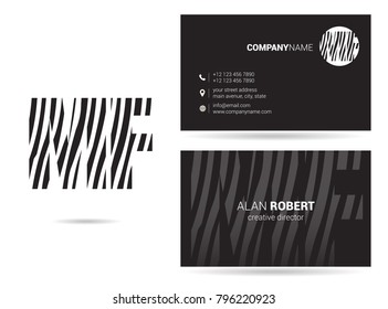 M & F joint logo waves line letter design with business card template