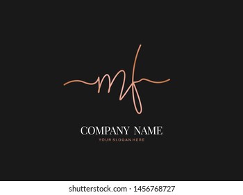 M F MF Initial handwriting logo design with circle. Beautiful design handwritten logo for fashion, team, wedding, luxury logo.