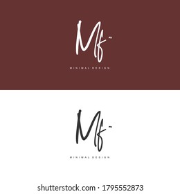 M F MF Initial handwriting or handwritten logo for identity. Logo with signature and hand drawn style.
