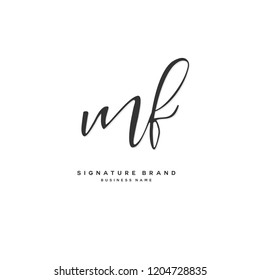M F MF Initial letter handwriting and  signature logo concept design