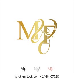 M & F / MF logo initial vector mark. Rose gold. gold. silver color.