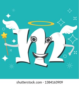 M - Fairy wings with alphabet, celebration background.