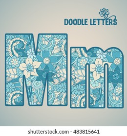 M, Flower letter isolated. Vector illustration