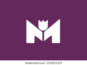  M and flower logo. Flower symbol. Beauty, spa, salon, cosmetics or boutique logo and more. letter m linked beauty flourish golden color logo design
