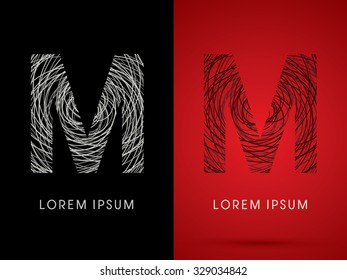 M Font design using confuse line graphic vector.