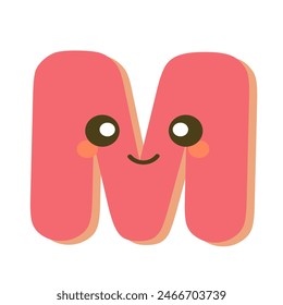  M Funny letter Childish Alphabet Vector Illustration 