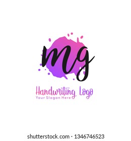 M G Initial handwriting logo vector