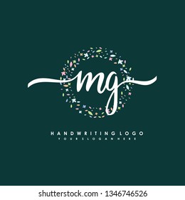 M G Initial handwriting logo vector