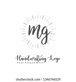 M G Initial handwriting logo vector
