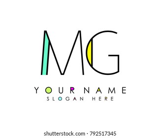 M & G initial minimalist logo template vector
