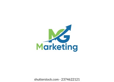 M G Letter And Arrow Digital Marketing Logo Vector Template