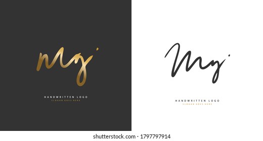 M G MG Initial handwriting or handwritten logo for identity. Logo with hand drawn style.