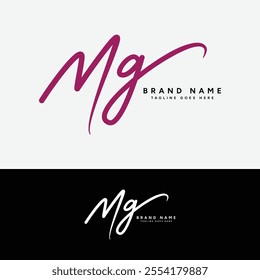 M, G, MG Initial letter logo. Alphabet MG Handwritten Signature logo