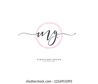 M G MG initial logo handwriting  template vector