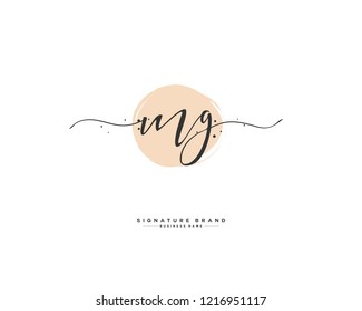M G MG initial logo handwriting  template vector