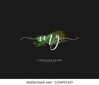 M G MG initial logo handwriting  template vector