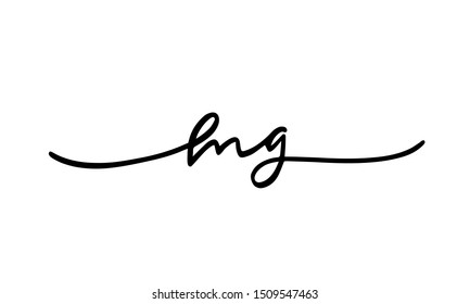 M G MG initial logo handwriting template vector