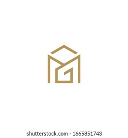 M & G monogram logo in house shape