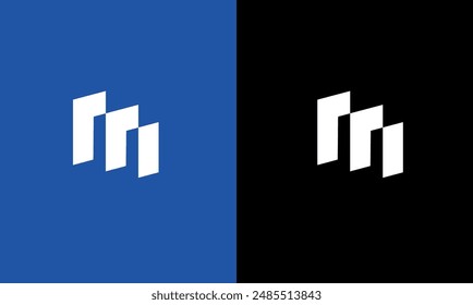 M Puertas Geométricas Perspectiva Isométrica Modern Tech Logo Concept