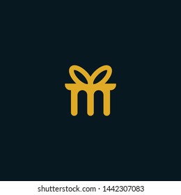 M Gift Logo. This Logo Incorporate With Letter M And Gift Icon In Creative Way. It Will Be Suitable For Gift Or Reward Company.