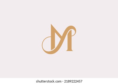 M gold luxury minimalist initial letter logo vector