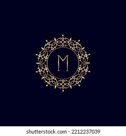 M GOLD ORNATE ROYAL LUXURY LOGO