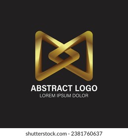 
M gold triangle combine logo design