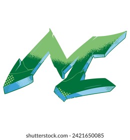M Graffiti Font Letter Typography Vector