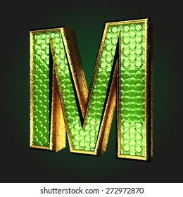 m green letter with gold