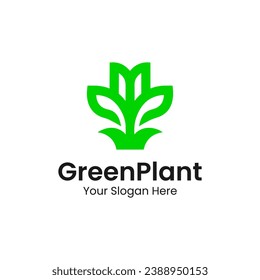 M green plant logo, growth growing and agriculture farm, gardening sprout, ecology botany icon logo design svg