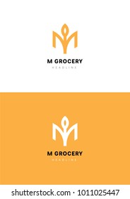 Plantilla de logotipo de comestibles M.