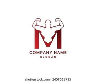 M Gym logo fitness bodybuilding muscles illustration