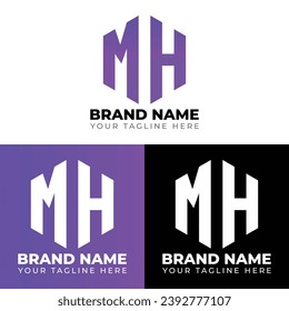 Logotipo de polígono de letras dobles M H, diseño del logotipo de dos letras M H, plantilla de diseño del logotipo del vector creativo minimalista