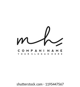 M H Initial handwriting logo vector