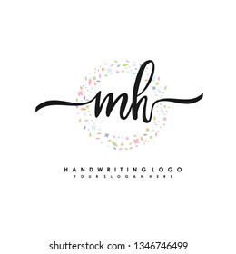 M H Initial handwriting logo vector