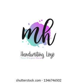 M H Initial handwriting logo vector