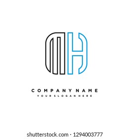 M H initial letter, modern logo design template vector