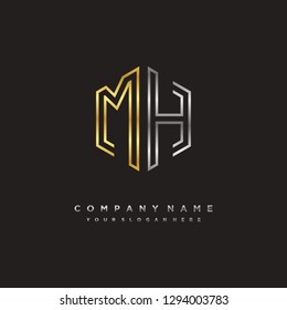 M H initial letter, modern logo design template vector