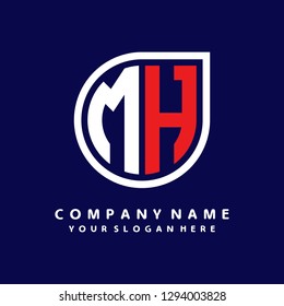 M H initial letter, modern logo design template vector