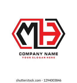 M H initial letter, modern logo design template vector