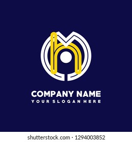 M H initial letter, modern logo design template vector