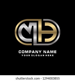 M H initial letter, modern logo design template vector