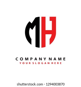 M H initial letter, modern logo design template vector