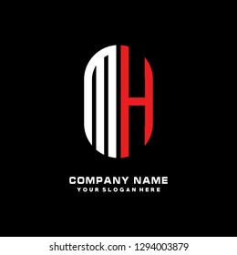 M H initial letter, modern logo design template vector