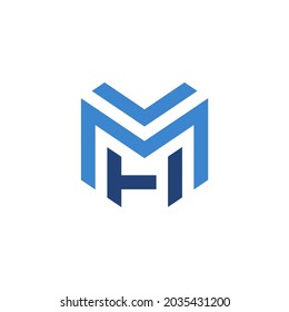 Icono inicial del logotipo M y H, concepto de logotipo geométrico